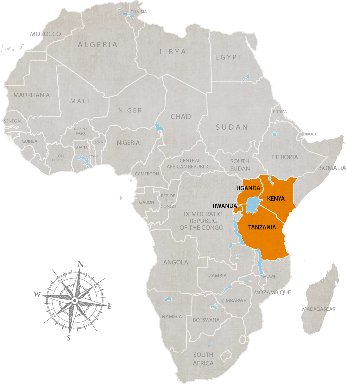 map-africa Safaris in Africa, Tanzania